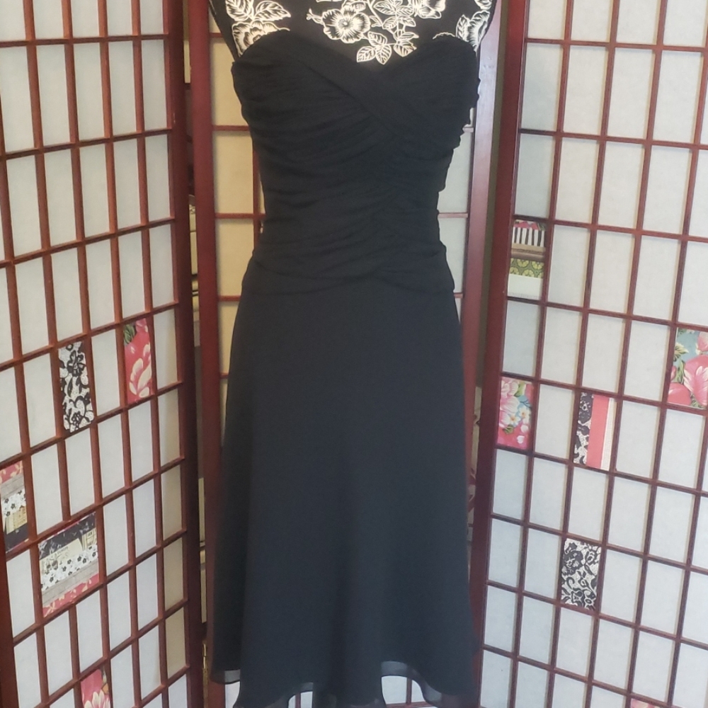 White House Black Market Black Strapless Midi Dress